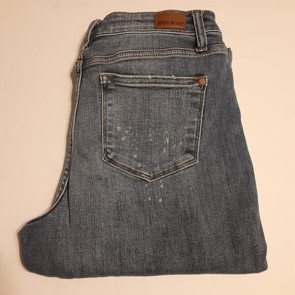 Judy Blue Boyfriend Fit Splattered Distressed Hem Women's Jeans JB82346DK - Picture 1 of 9